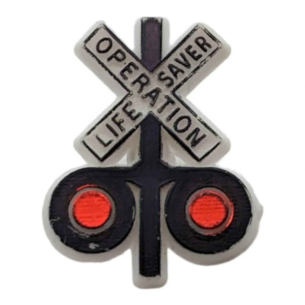Railroad Crossing Operation Life Saver Vintage Plastic Hat Lapel Pin